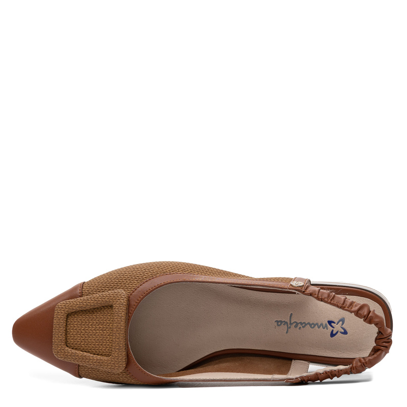 Maciejka Leather Slingback Pointed-Toe Low-Heel Brown K7466-29/00-1