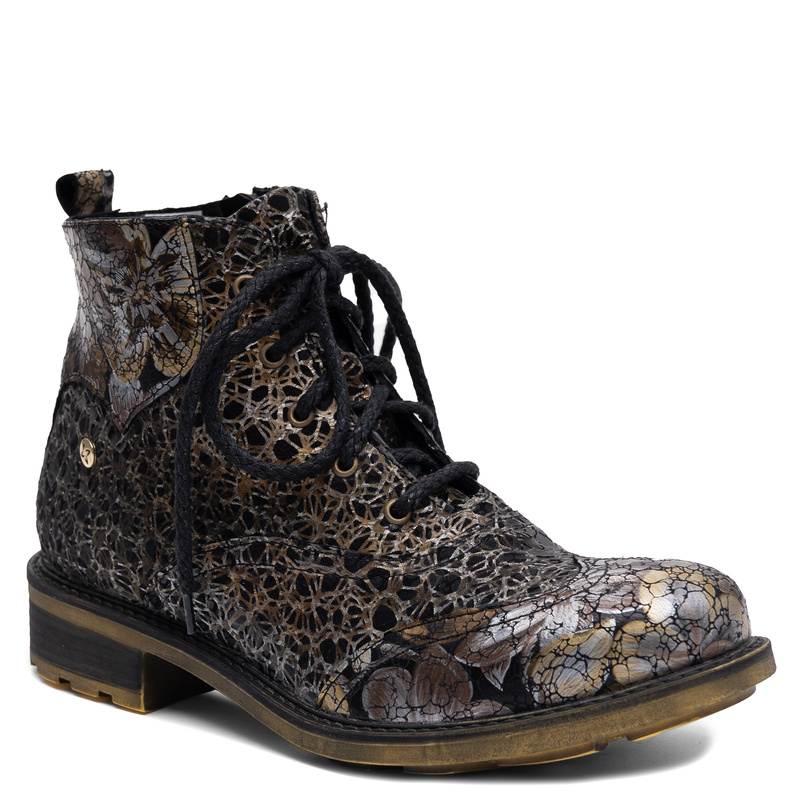 Maciejka Skórzane Trzewiki Damskie Czarno Brązowe 07620-02/00-8