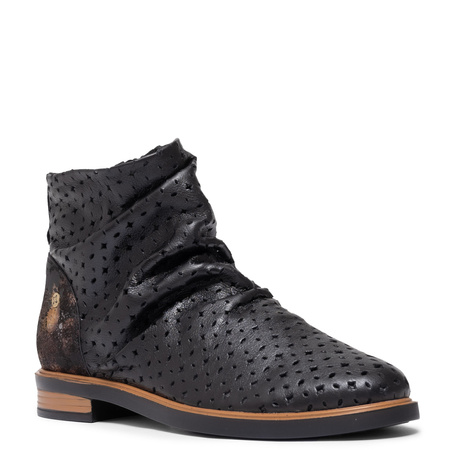 Maciejka Leather Ankle Boots Ruched Shaft Side-Zip Black 05922-01/00-5