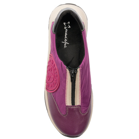 Maciejka Leather Sneakers Front-Zip Platform Fuchsia 06296-15/00-8
