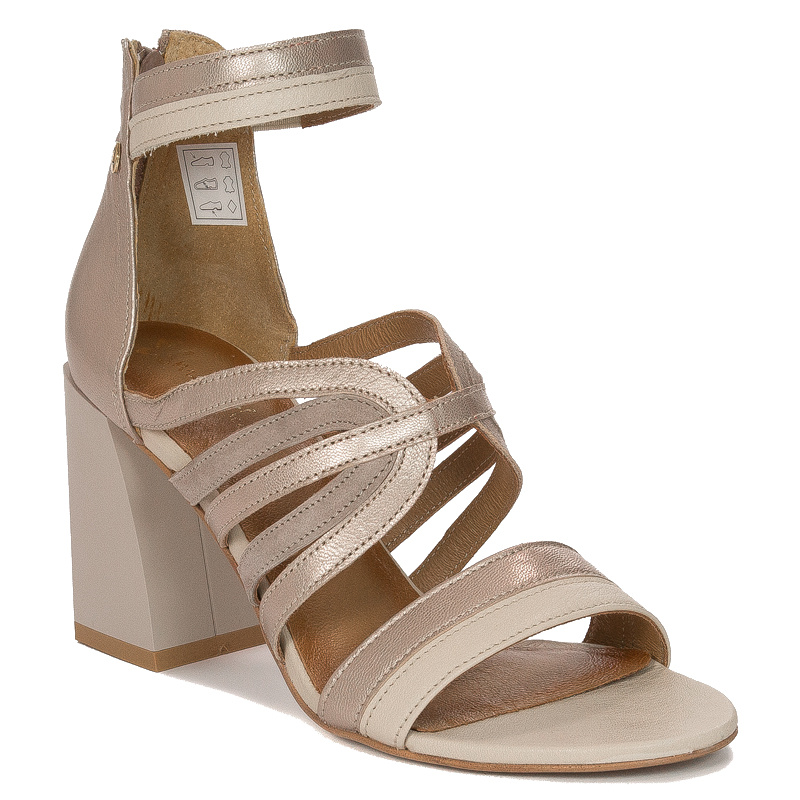 Maciejka Women's sandals in natural leather beige&gold