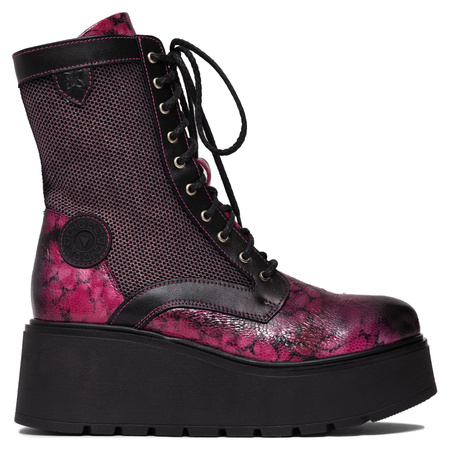 Maciejka Women's Leather Platform Ankle Boots Pink