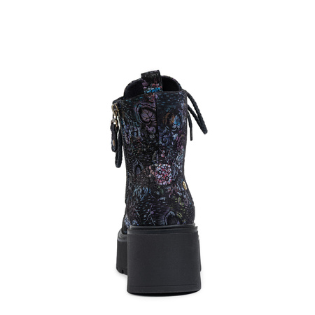 Maciejka Women's Platform Ankle Boots Black Floral - Stylish Patterned Shoes 6762W-01/00-6