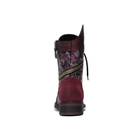 Maciejka Leather Lace-Up Boots Side Zipper Burgundy 07097-23/00-8