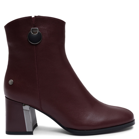 Maciejka Leather Ankle Boots Block Heel Burgundy K7203-23/00-8