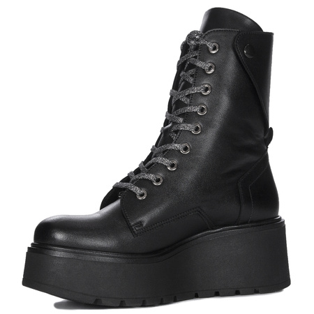 Maciejka Leather Platform Boots High Shaft Black 06676-01/00-8