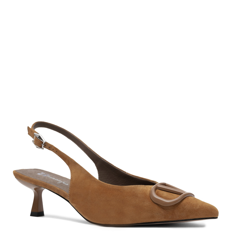 Maciejka Slingback Pumps Pointed Toe Low Kitten Heel Brown K7447-32/00-1