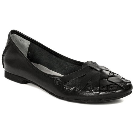Maciejka Leather Ballerinas Woven Detail Black 01358-01/00-0