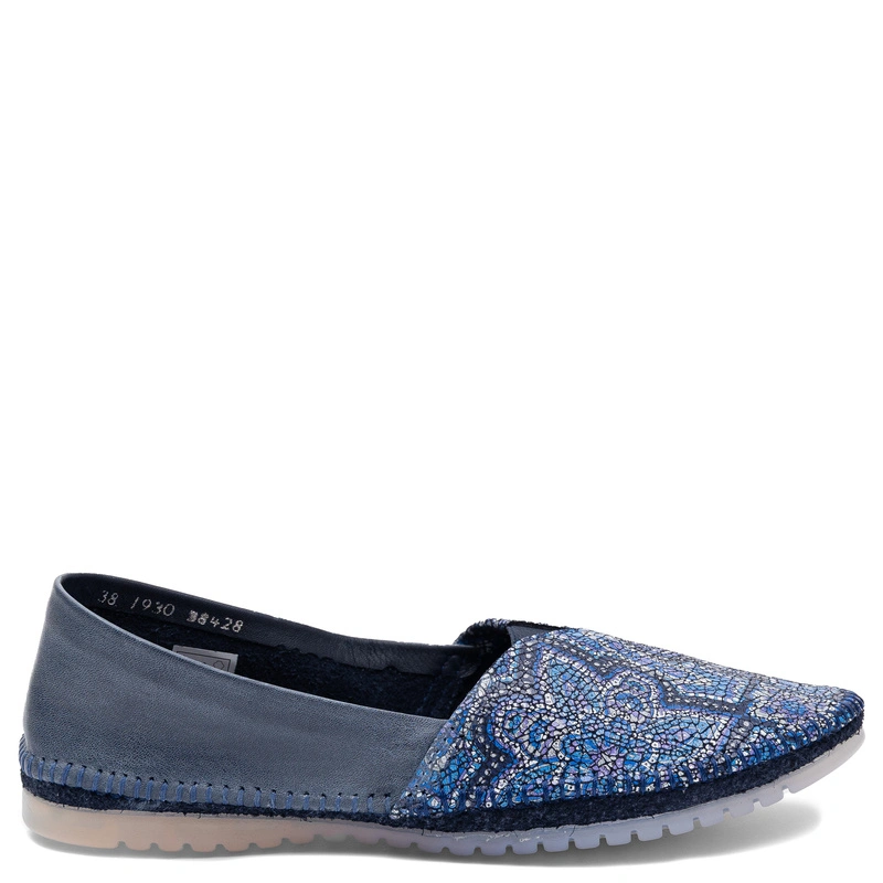 Maciejka Leather Slip-On Shoes Mosaic Pattern Navy Blue 01930-111/00-0