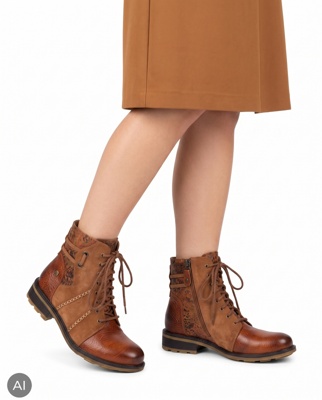 Maciejka Leather Ankle Boots Refined Warm Design Orange 07609-29/00-8