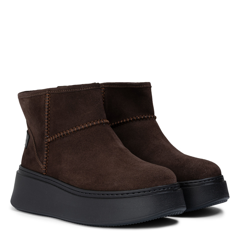 Maciejka Velour Boots on Thick Platform Brown 06257-12-00-4