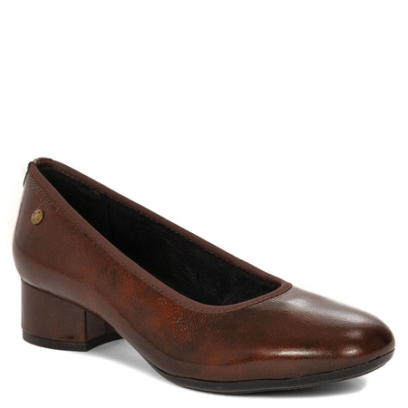 Maciejka Leather Lacquered Pumps Low Block Heel Bordeaux P7224-23/00-7