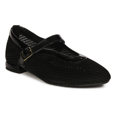 Maciejka Leather Mary Jane Ballerinas Almond Toe Black 06939-01/00-0