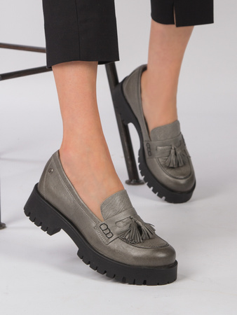 Maciejka Leather Loafers on Stable Platform Grey 5497S-35/00-5