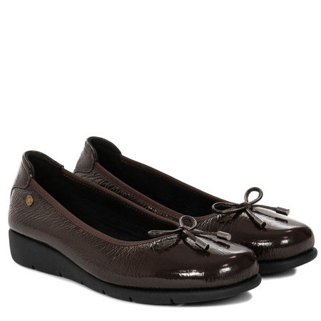 Maciejka Patent Slip-On Loafers Refined Wedge Brown P6504-02/00-8