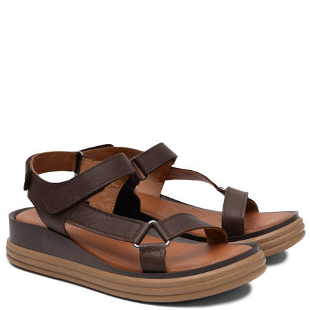 Maciejka Genuine Leather Comfortable Women's Wedge Sandals Brown L7634-02/00-1