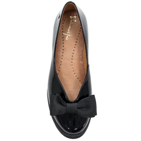 Maciejka leather patent platform loafers with bow black 05062-01/00-5