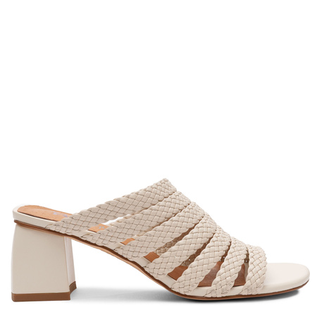 Maciejka Leather Braided Mules Block Heel Beige K7526-04/00-1