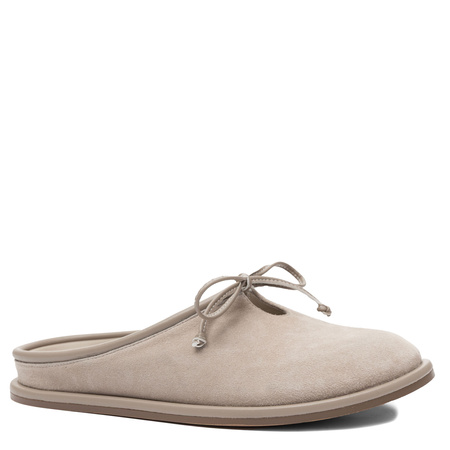 Maciejka Leather Suede Slippers Closed Toe Flat Sole Beige K7514-22/00-1