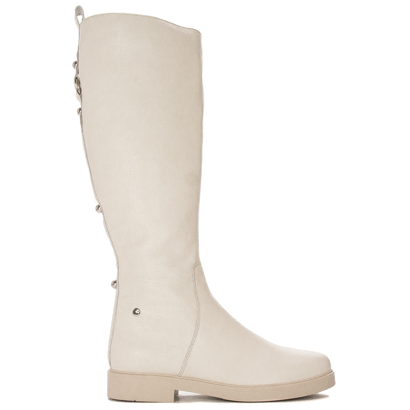 Maciejka Light Beige leather Knee-High Boots