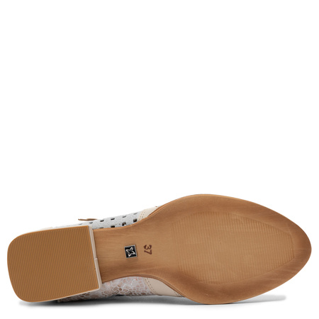 Maciejka Leather Ankle Boots Cutout Perforated Beige 05541-22/00-5