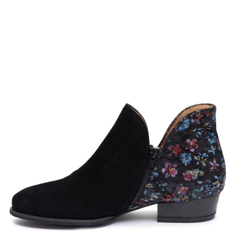 Maciejka Genuine Leather Suede Cut Out Ankle Boots Floral Black 4091W-04/00-5   