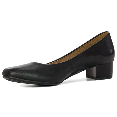 Maciejka Leather Court Shoes Contoured Insole Low Block Heel Black 03330-20/00-1