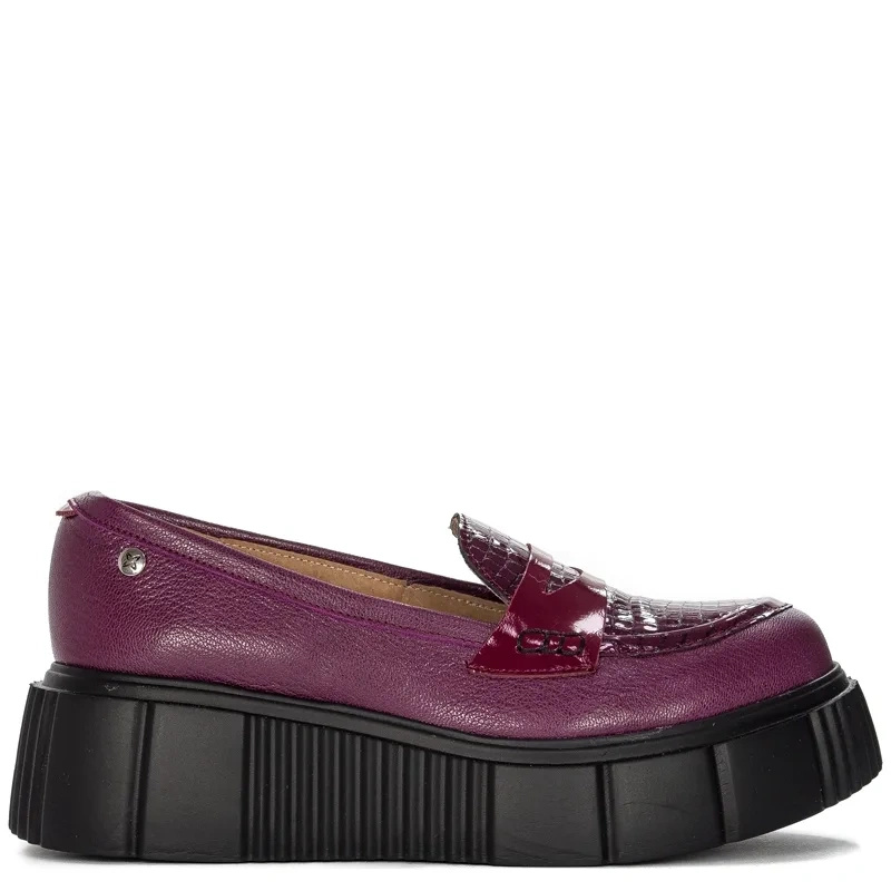 Maciejka 06288-23/00-5 Women's burgundy platform Low Shoes