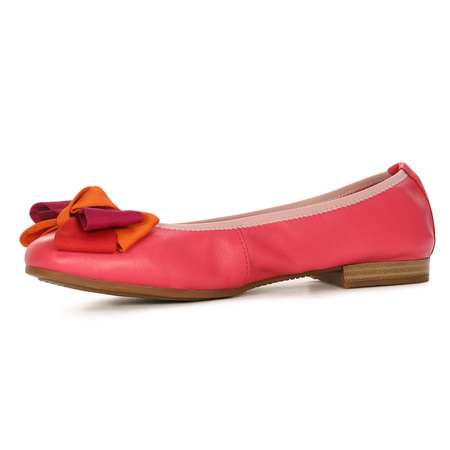 Maciejka Leather Ballet Flats With Bow Flat Heel Pink P6801-15/00-0