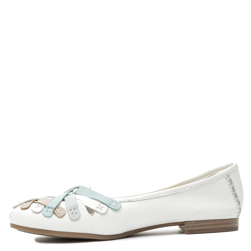 Maciejka Leather Ballet Flats Woven Toe Flat White-Beige-Turquoise P7542-11/00-0