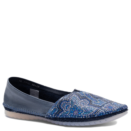 Maciejka Leather Slip-On Shoes Mosaic Pattern Navy Blue 01930-111/00-0