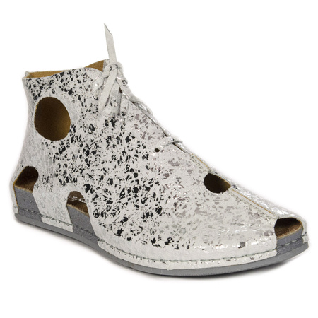 Maciejka Genuine Cut-Out Leather Shoes Peep-Toe Silver 3426S-35/00-6