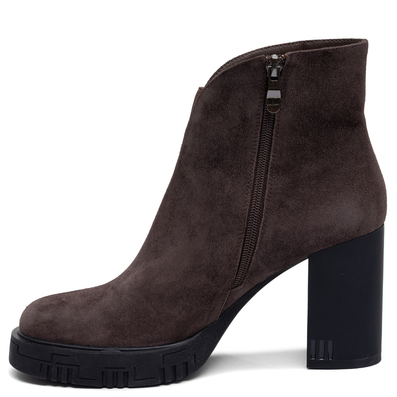 Maciejka Leather Women's Suede Insulated Ankle Boots On Platform Block Heel Chocolate Brown K7700-02/00-7