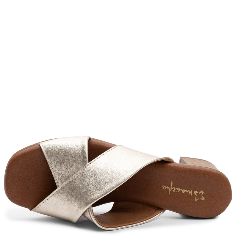 Maciejka Gold Leather Heeled Mules E7390-25/00-1