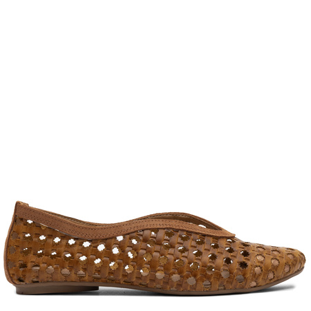 Maciejka Półbuty Skórzane Ażurowe Slip-On Brązowe 07307-29/00-0