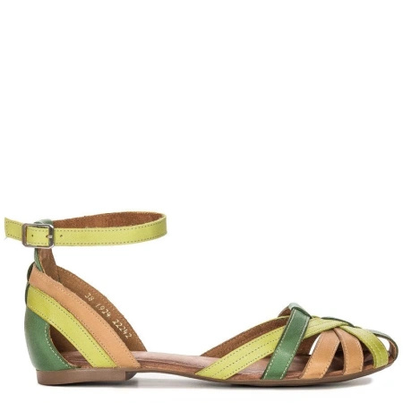 Maciejka Leather Sandals Closed Toe Enclosed Heel Green-Beige-Yellow 01924-09/00-8