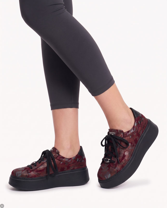 Maciejka Skórzane Sneakersy Na Platformie Bordowe 6191W-14/00-8