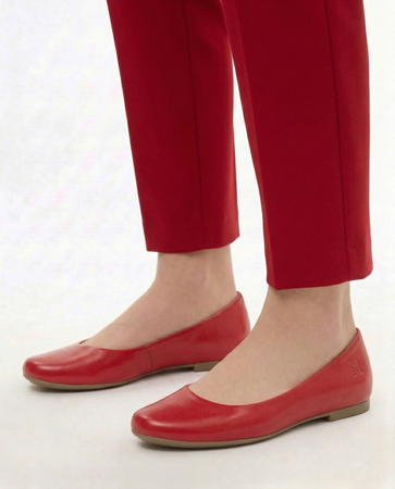 Maciejka Leather Ballet Flats Comfort Red 00903-49/00-5