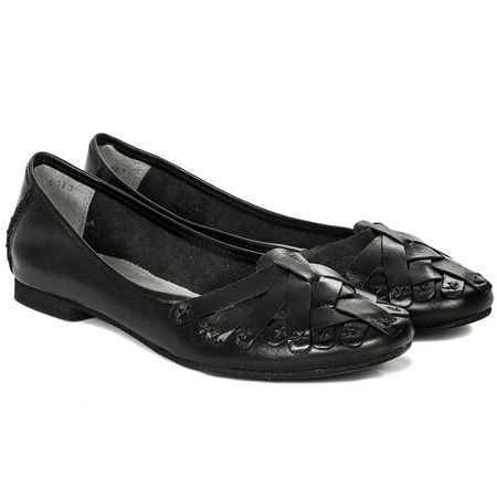 Maciejka Leather Ballerinas Woven Detail Black 01358-01/00-0