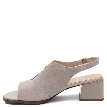Maciejka Leather Suede Openwork Elegant Beige Sandals K7521-22/00-1