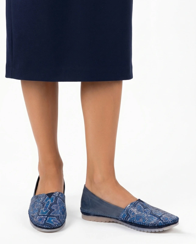 Maciejka Leather Slip-On Shoes Mosaic Pattern Navy Blue 01930-111/00-0