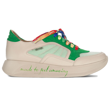 Maciejka Półbuty Damskie Skórzane Zielono Beżowe