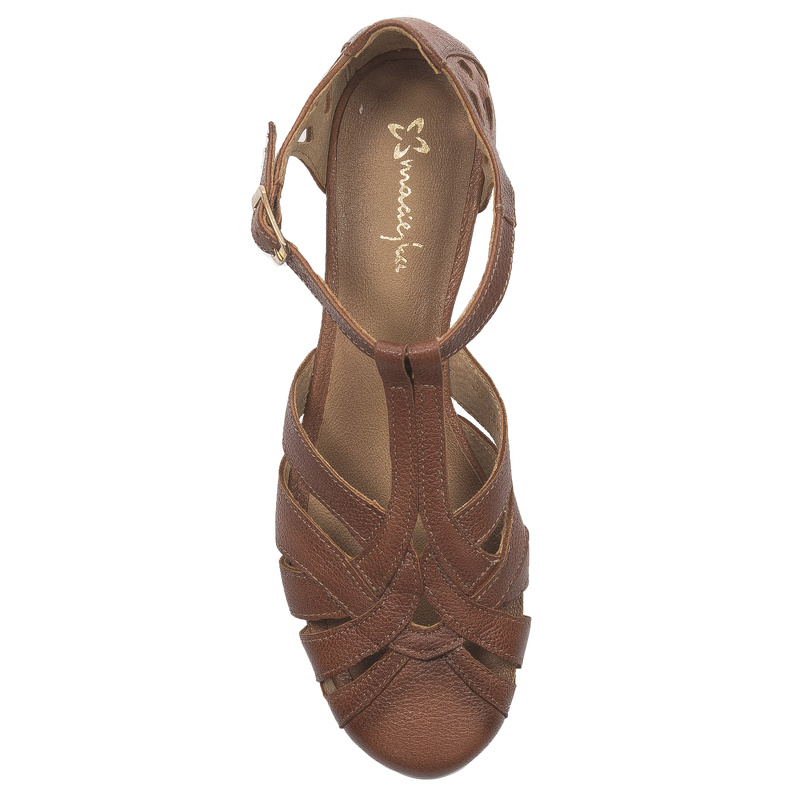 Maciejka Leather Woven Closed-Toe Sandals Cognac Brown 06645-29/00-5