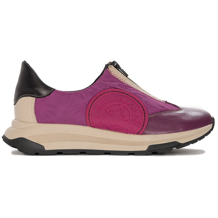 Maciejka Sneakersy Skórzane Z Zamkiem Na Platformie Fuksja 06296-15/00-8