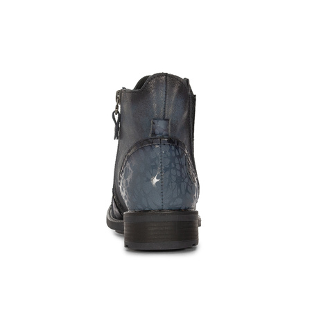 Maciejka Botki Damskie Skórzane Zamek Płaski Obcas Granatowy 07006-06/00-8