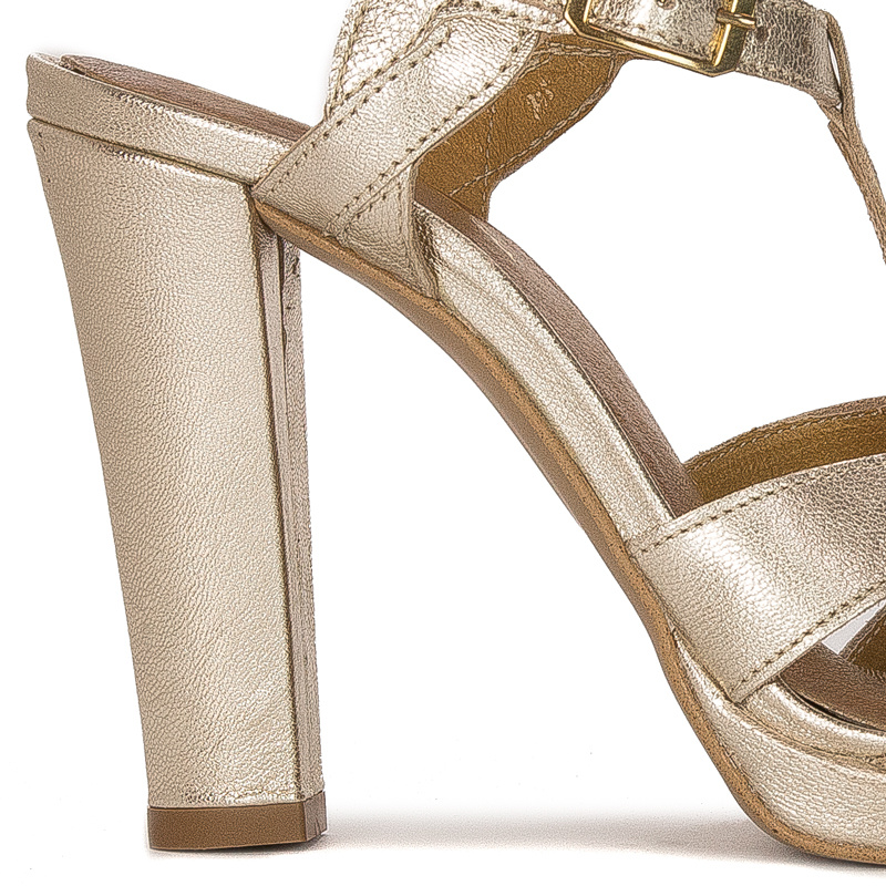 Maciejka Leather High Heel Sandals Gold 06080-25/00-1