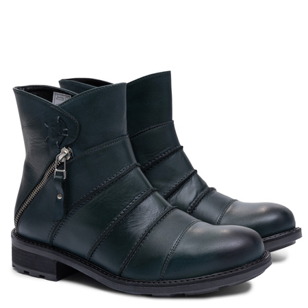 Maciejka Leather Warm Green Boots 07610-43/00-8
