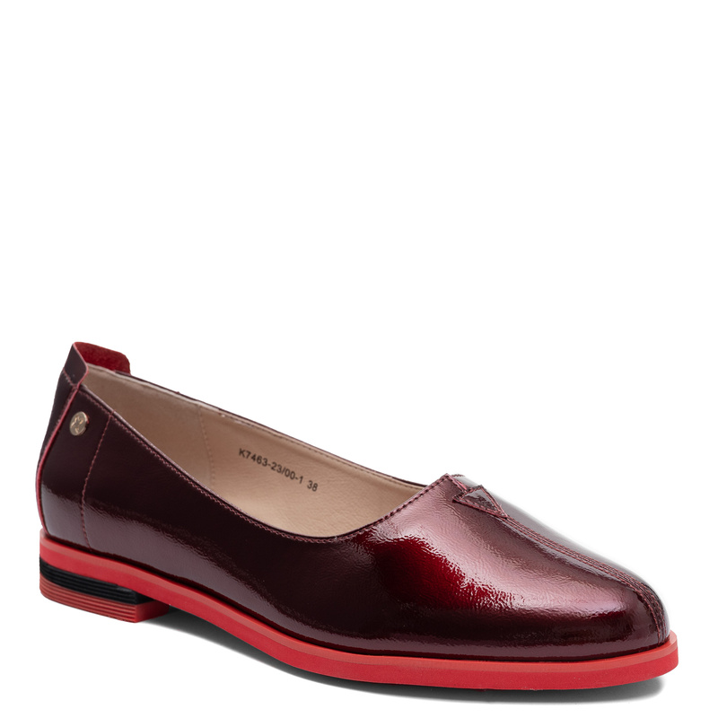 Maciejka Patent Leather Ballet Flats Contrasting Sole Burgundy K7463-23/00-1
