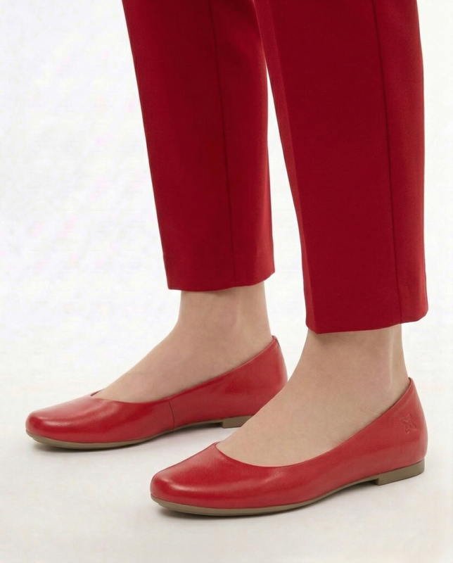 Maciejka Leather Ballet Flats Comfort Red 00903-49/00-5