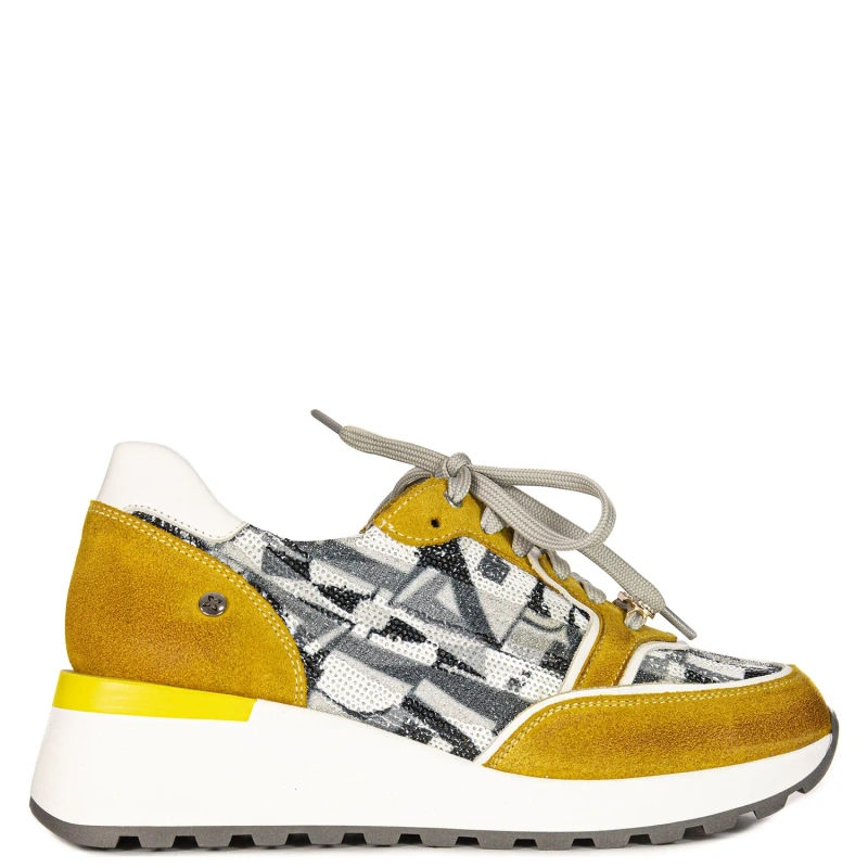 Maciejka Półbuty sneakersy skórzane na platformie żółty 06390-07/00-7